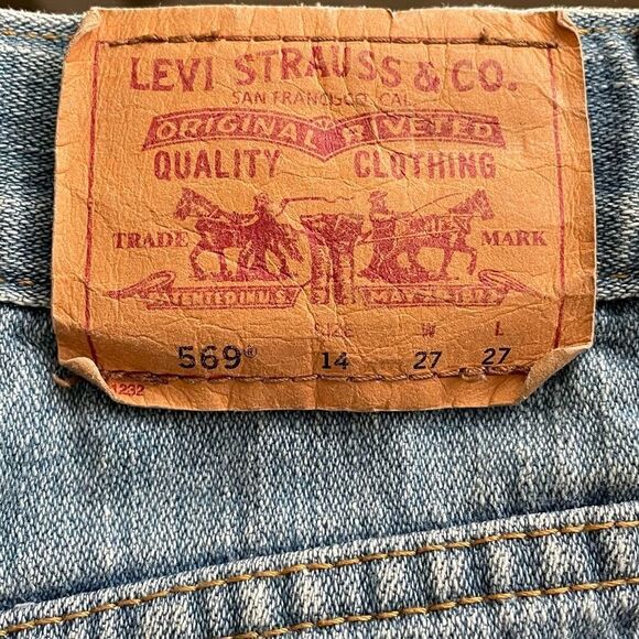 LEVI’S Vintage Loose Straight Cut Off Denim Jean Shorts Blue 27 - Picture 4 of 4